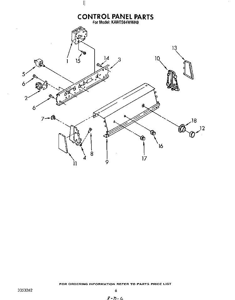 CONTROL PANEL Diagram and Parts List for KAWE564WAL0  KitchenAid Washer
