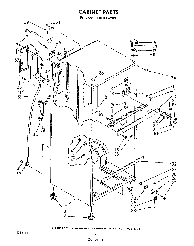 CABINET Diagram and Parts List for TT18CKXWN01  Whirlpool Refrigerator