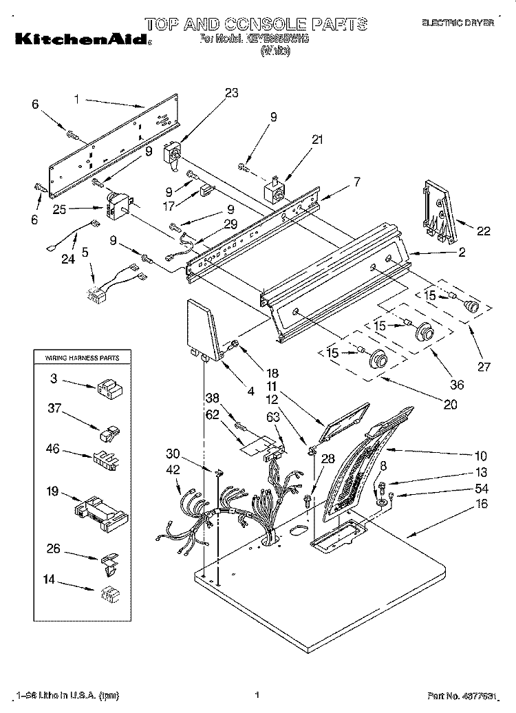 SECTION Diagram and Parts List for KEYE665BWH3  KitchenAid Dryer