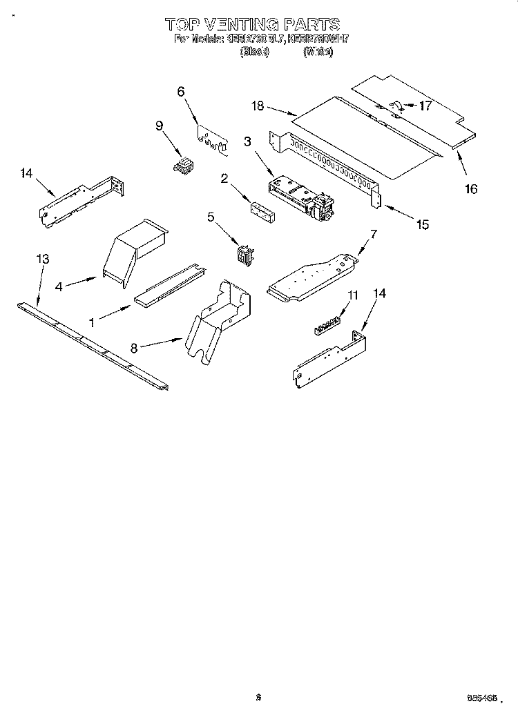 TOP VENTING, OPTIONAL Diagram and Parts List for KEBI276DBL7  KitchenAid Wall Oven