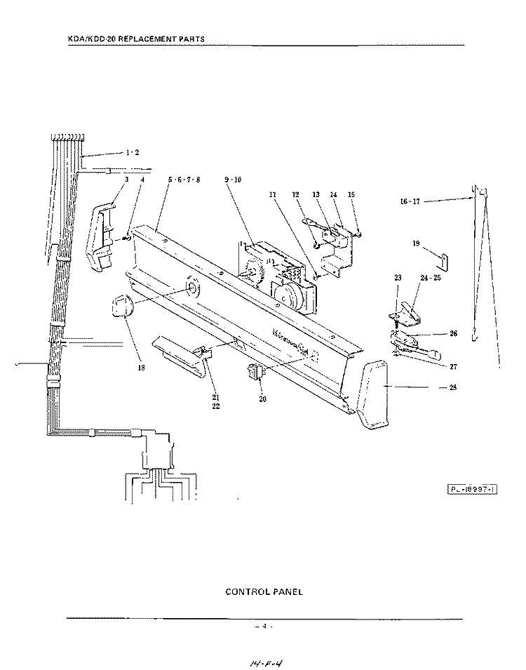 CONTROL PANEL Diagram and Parts List for KDD20  KitchenAid Dishwasher