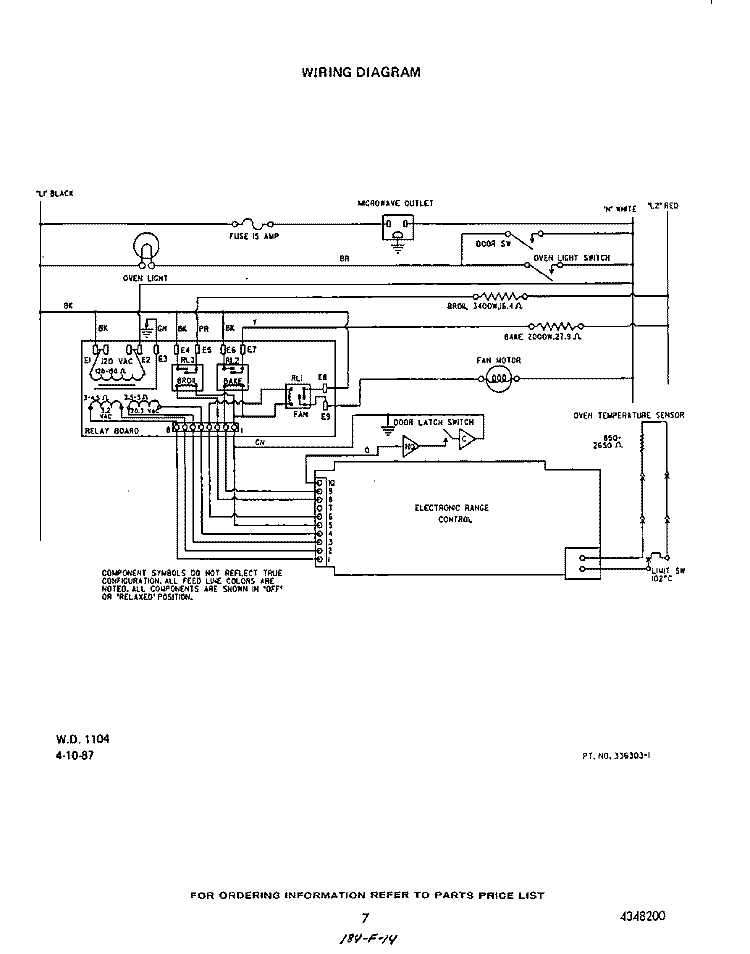 WIRING Diagram and Parts List for B9907X0  Roper Wall Oven