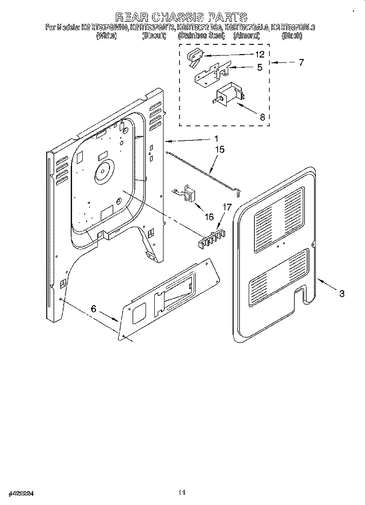 REAR CHASSIS, LIT/OPTIONAL Diagram and Parts List for KGRT507GBL0  KitchenAid Range
