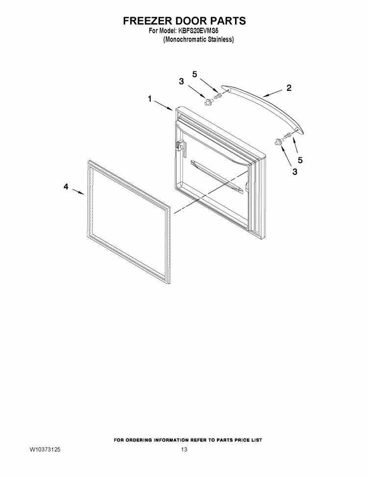 FREEZER DOOR PARTS Diagram and Parts List for KBFS20EVMS5  KitchenAid Refrigerator