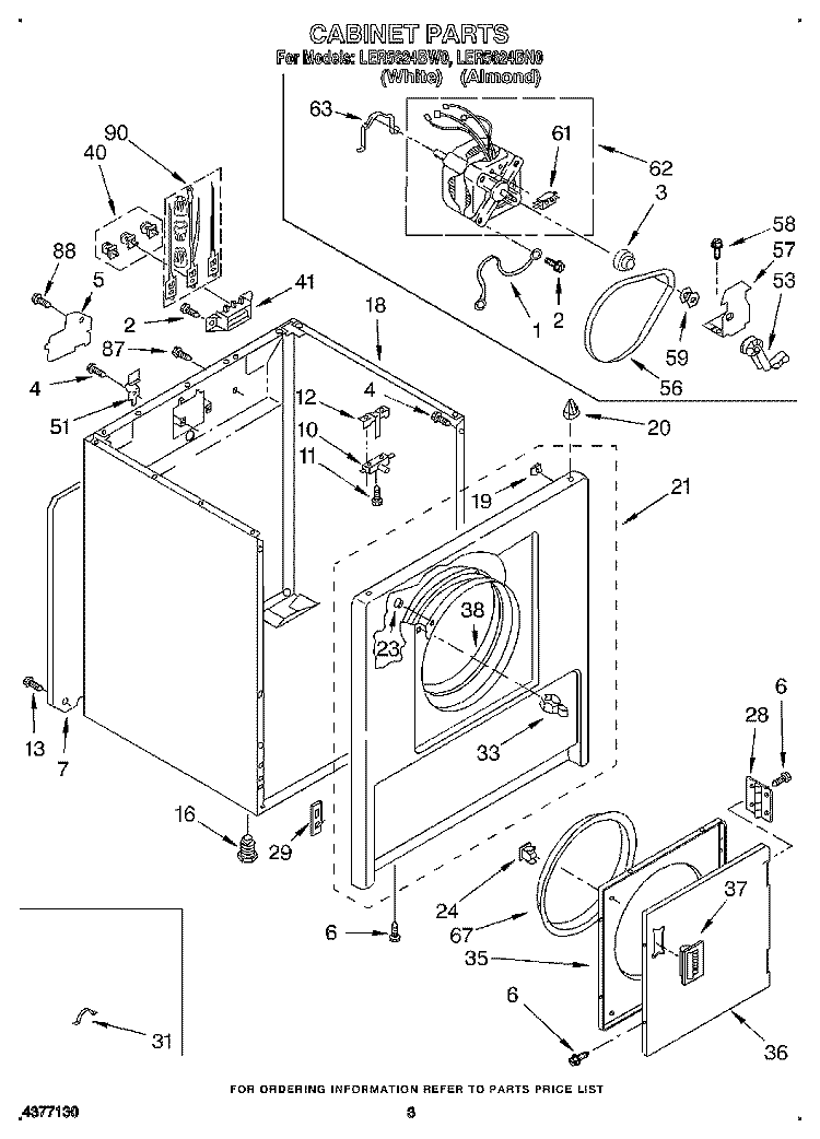 SECTION Diagram and Parts List for LER5624BN0  Whirlpool Dryer