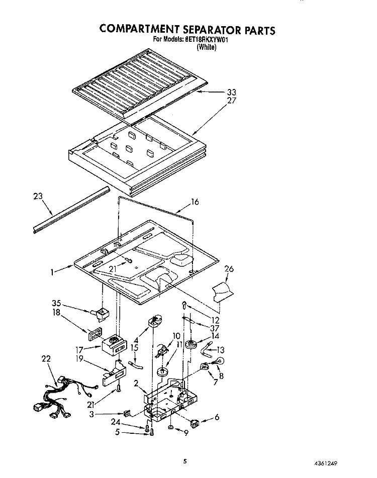 COMPARTMENT SEPARATOR Diagram and Parts List for 8ET18RKXYN01  Whirlpool Refrigerator