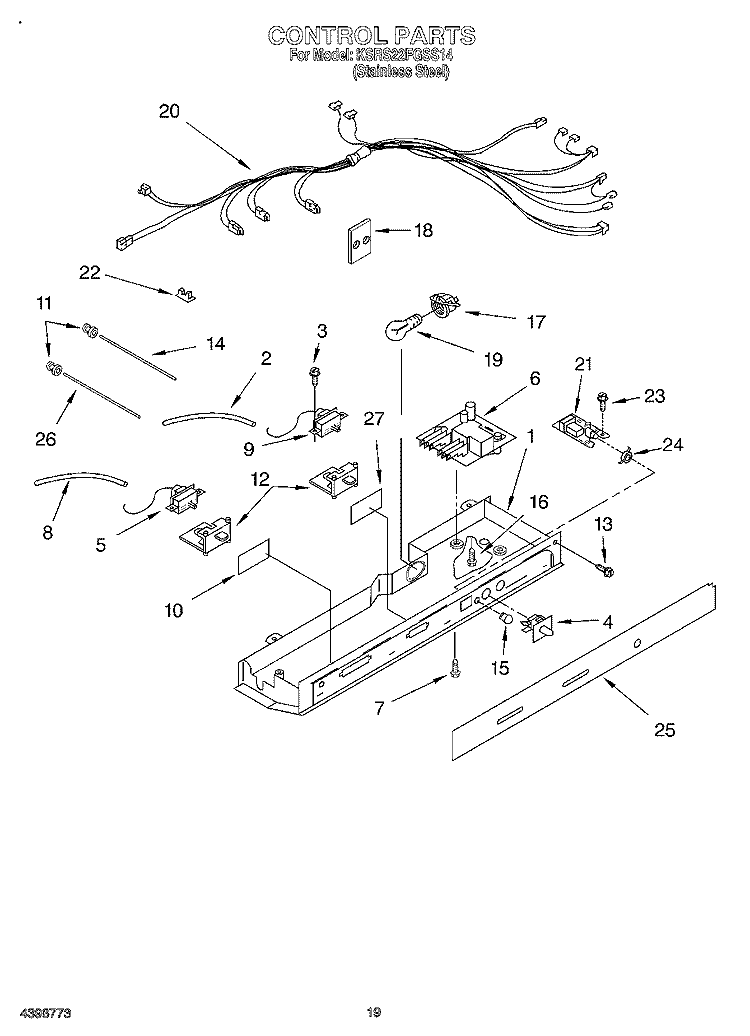 CONTROL, OPTIONAL Diagram and Parts List for KSRS22FGSS14  KitchenAid Refrigerator