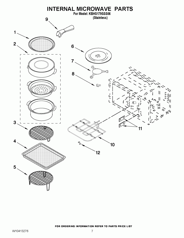 INTERNAL MICROWAVE PARTS Diagram and Parts List for KBHS179SSS06  KitchenAid Microwave