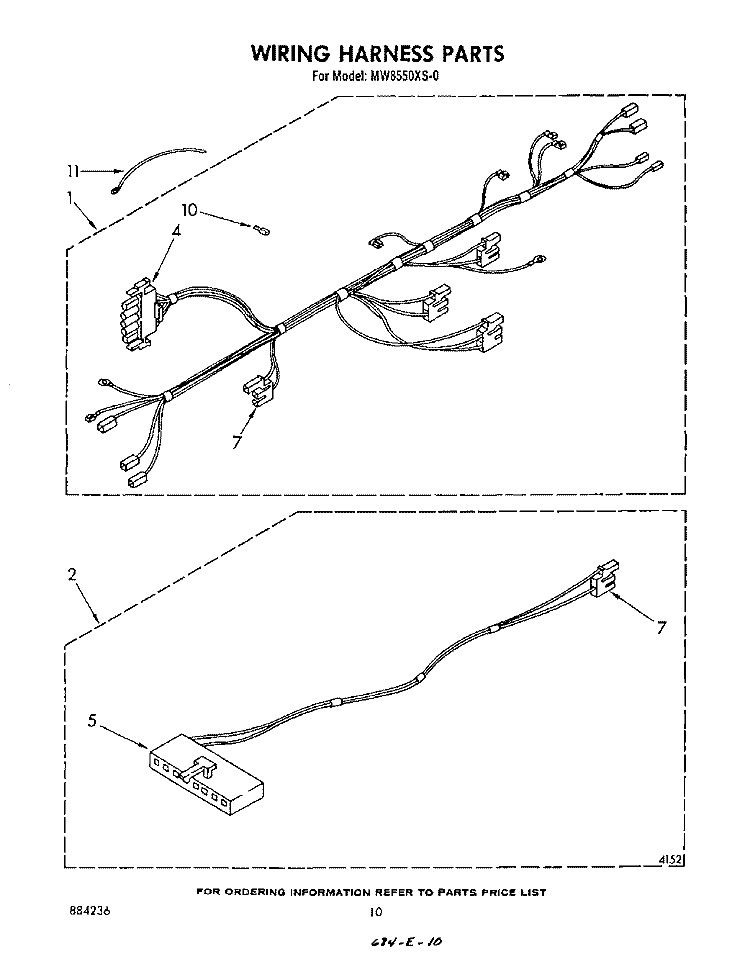 WIRING HARNESS , LITERATURE AND OPTIONAL Diagram and Parts List for MW8550XS0  Whirlpool Microwave