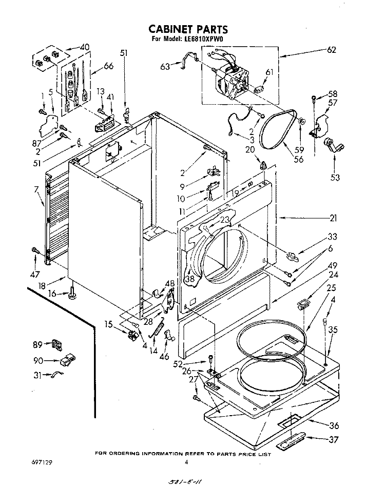 SECTION Diagram and Parts List for LE6810XPW0  Whirlpool Dryer