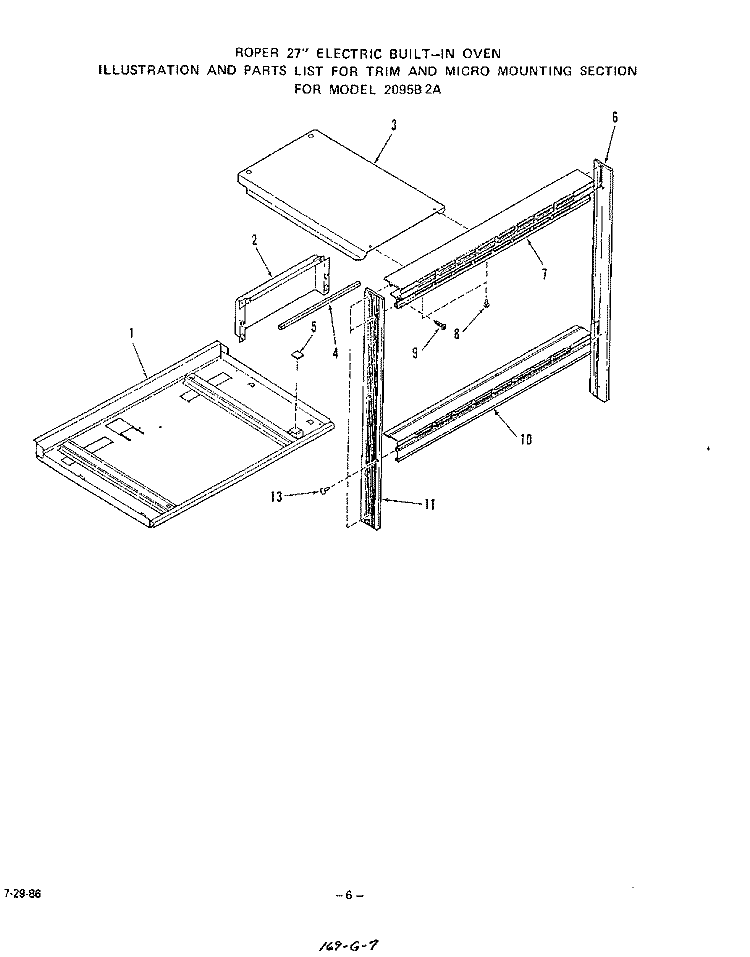 TRIM AND MICRO MOUNTING Diagram and Parts List for 2095B2A  Roper Range
