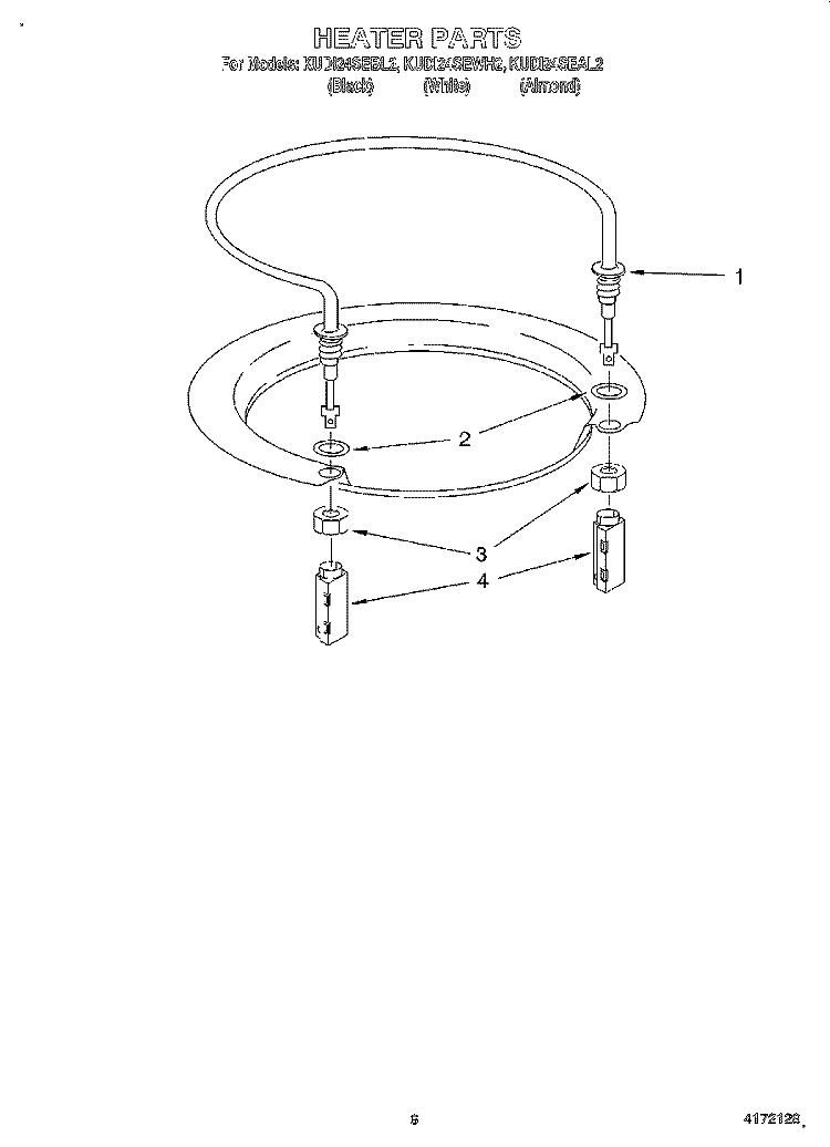 HEATER Diagram and Parts List for KUDI24SEAL2  KitchenAid Dishwasher