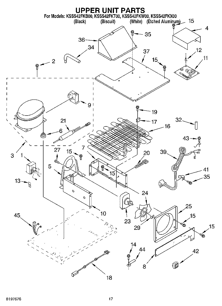 UPPER UNIT Diagram and Parts List for KSSS42FKX00  KitchenAid Refrigerator