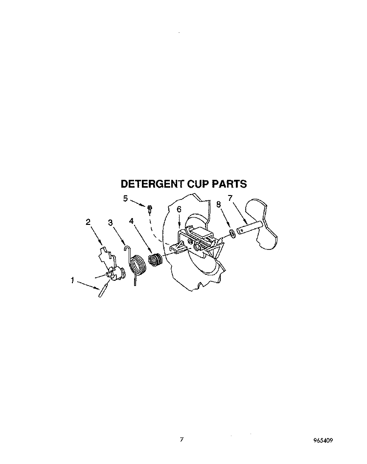DETERGENT CUP Diagram and Parts List for WU0800XX0  Roper Dishwasher
