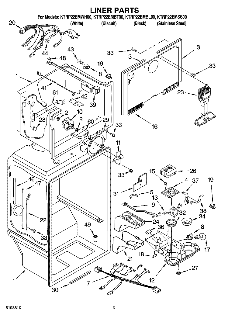 LINER PARTS Diagram and Parts List for KTRP22EMSS00  KitchenAid Refrigerator