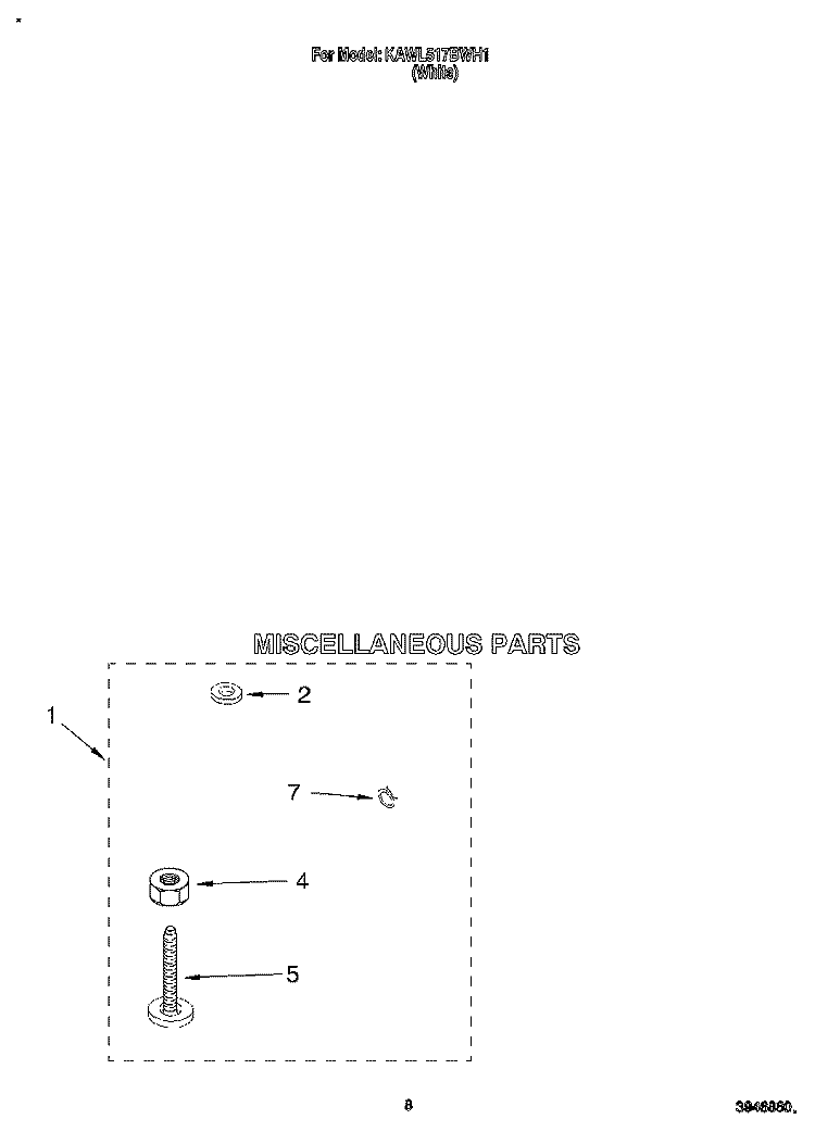 MISCELLANEOUS Diagram and Parts List for KAWL517BWH1  KitchenAid Washer