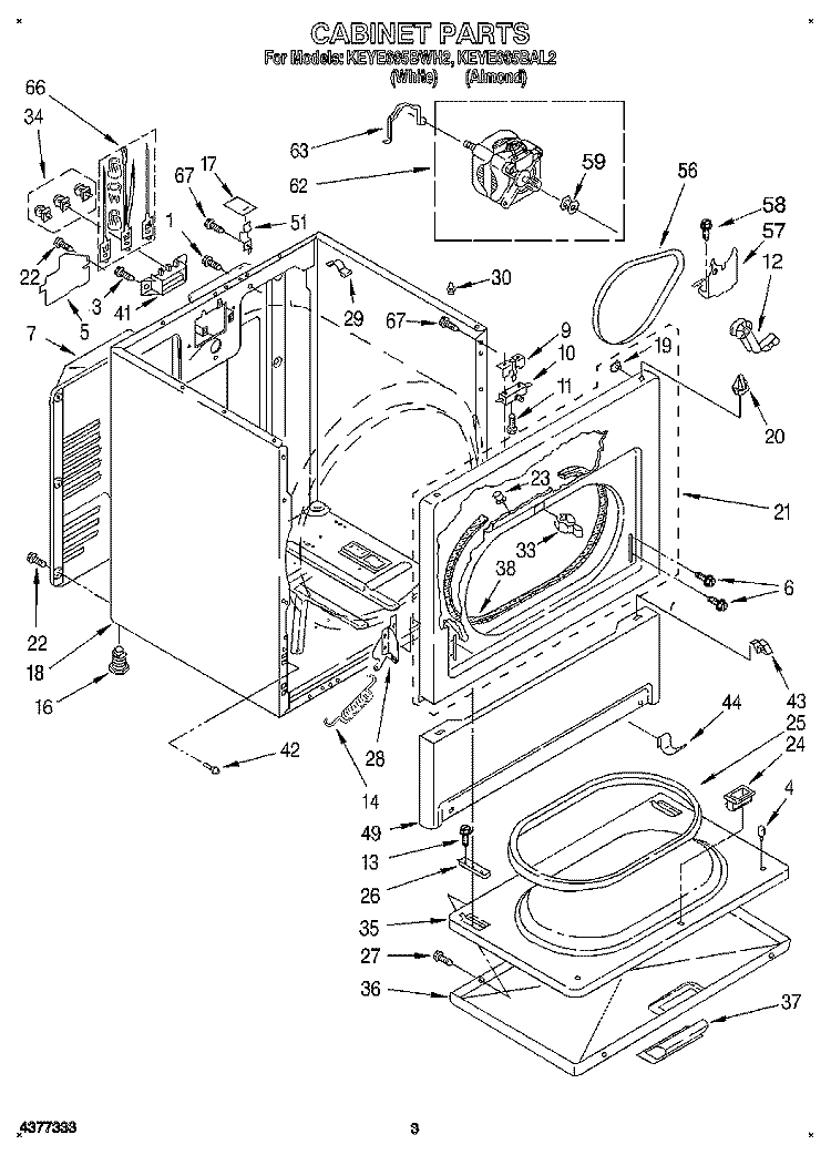 SECTION Diagram and Parts List for KEYE665BWH2  KitchenAid Dryer