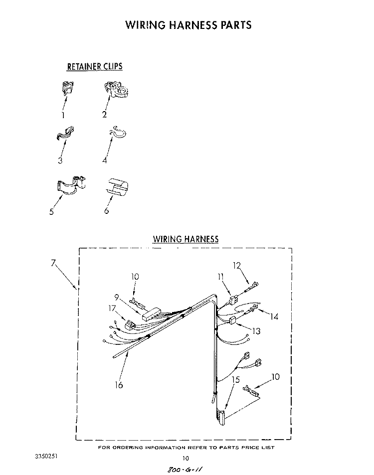 WIRING HARNESS Diagram and Parts List for LA6010XTM0  Whirlpool Washer