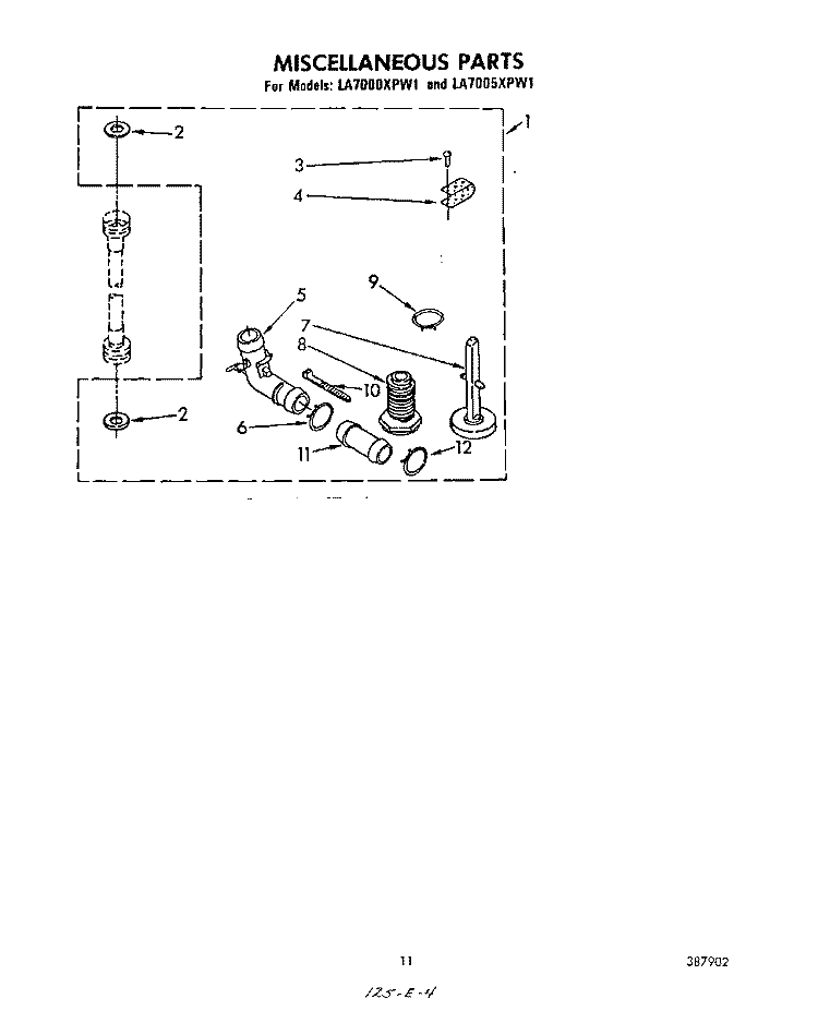 MISCELLANEOUS, LITERATURE AND OPTIONAL Diagram and Parts List for LA7005XPW1  Whirlpool Washer
