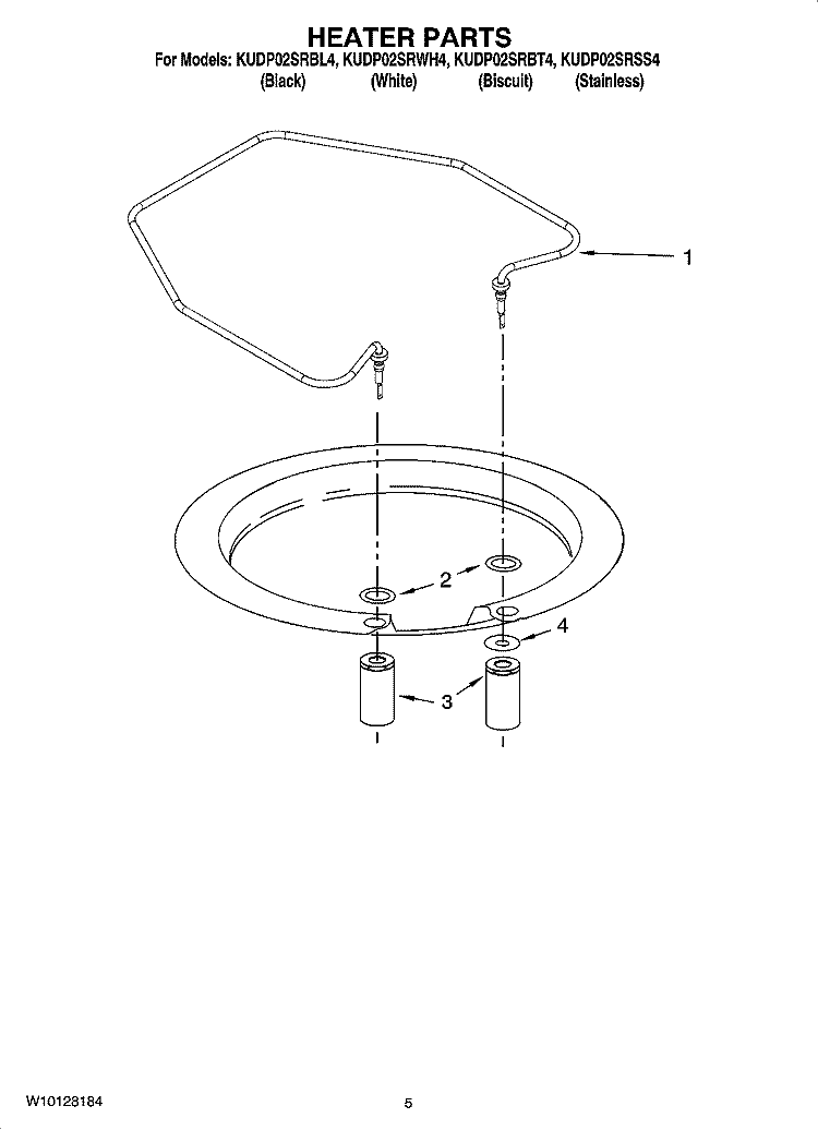 HEATER PARTS Diagram and Parts List for KUDP02SRWH4  KitchenAid Dishwasher