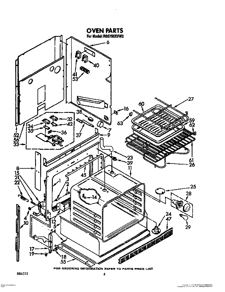 OVEN, LIT/OPTIONAL Diagram and Parts List for RS6750XVW2  Whirlpool Range