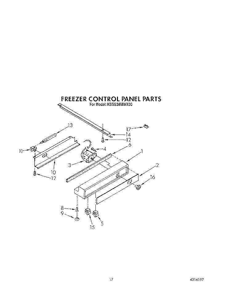 FREEZER CONTROL PANEL Diagram and Parts List for KSSS36MWX00  KitchenAid Refrigerator
