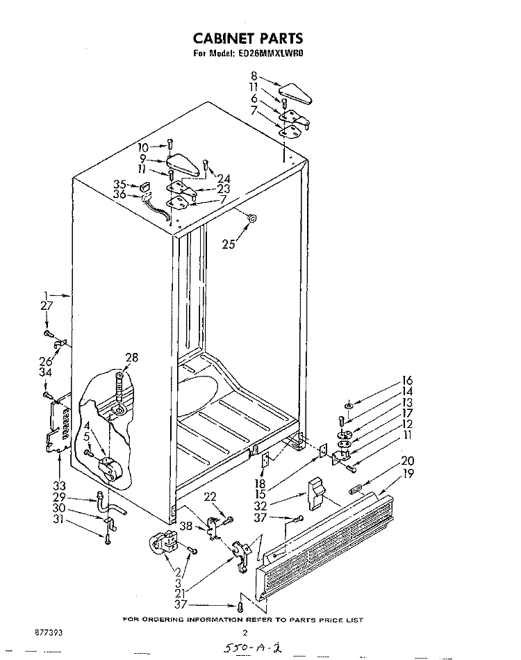 CABINET Diagram and Parts List for ED26MMXLWR0  Whirlpool Refrigerator