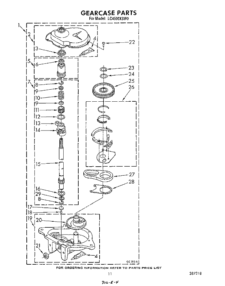 GEARCASE Diagram and Parts List for LC4500XSW0  Whirlpool Washer