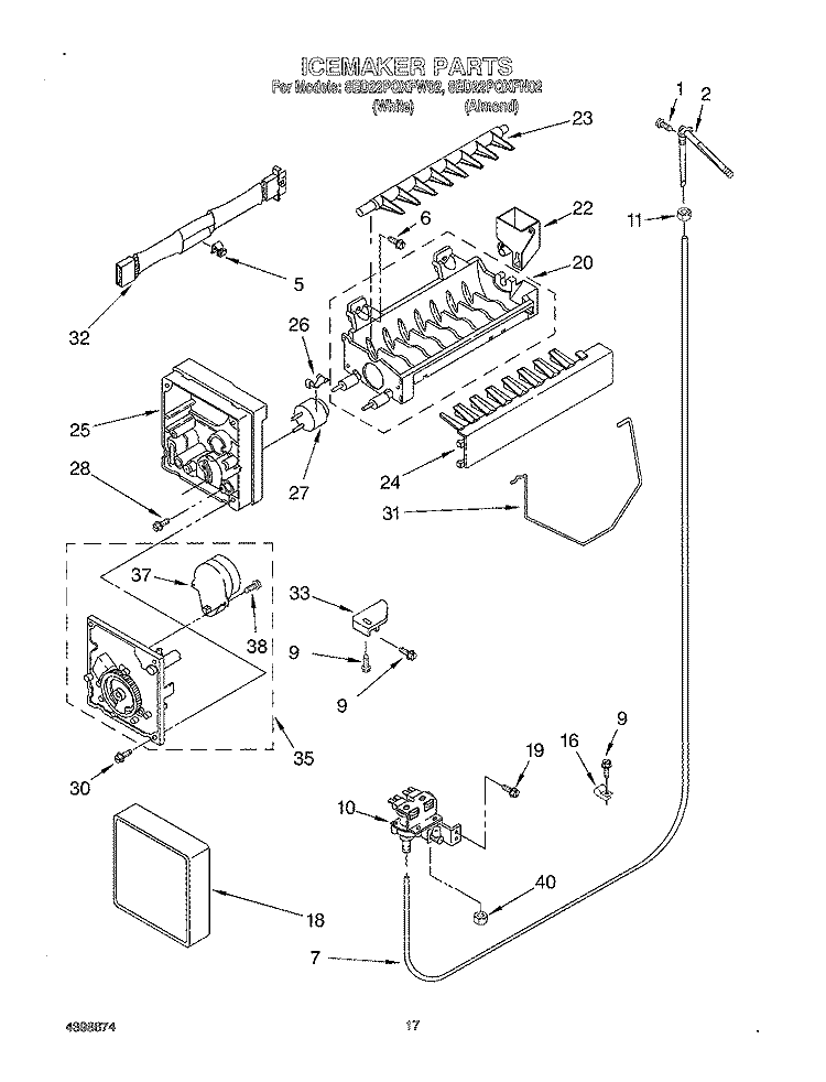 ICE MAKER Diagram and Parts List for 8ED22PQXFW02  Whirlpool Refrigerator