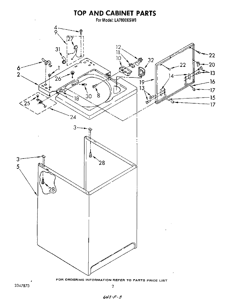 TOP AND CABINET, LITERATURE AND OPTIONAL Diagram and Parts List for LA7800XSW0  Whirlpool Washer