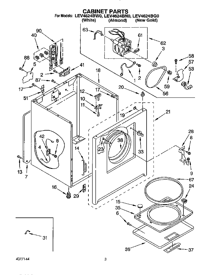 SECTION Diagram and Parts List for LEV4624BW0  Whirlpool Dryer