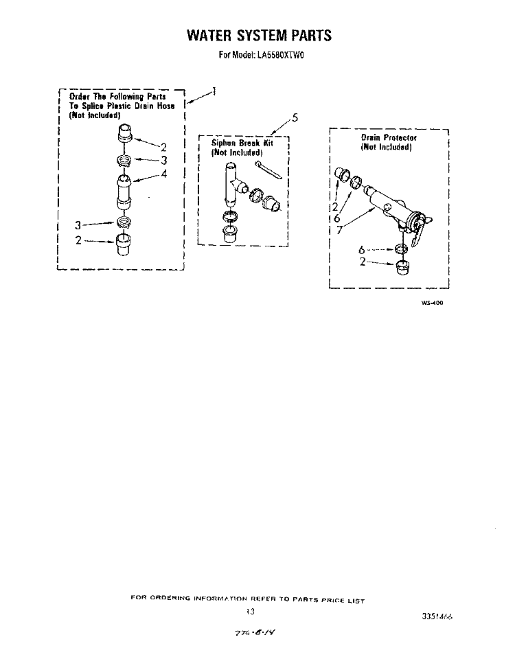 WATER SYSTEM Diagram and Parts List for LA5580XTN0  Whirlpool Washer