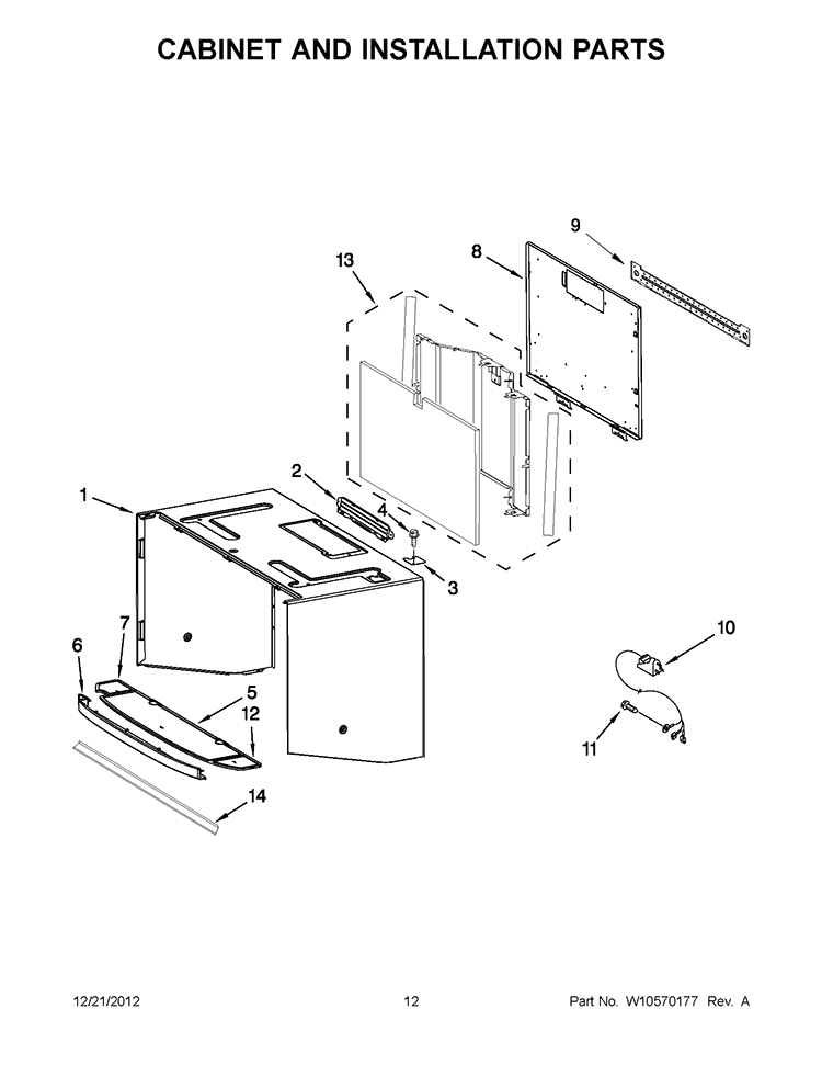 CABINET AND INSTALLATION PARTS Diagram and Parts List for GH7208XRQ4  Whirlpool Microwave