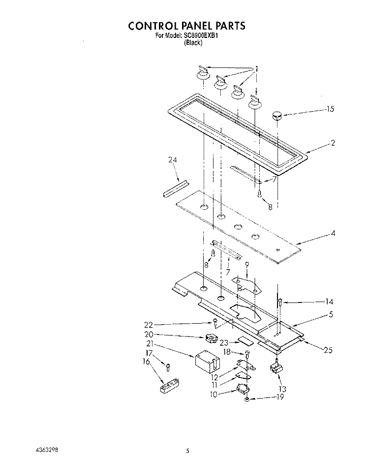 CONTROL PANEL Diagram and Parts List for SC8900EXB1  Whirlpool Cooktop
