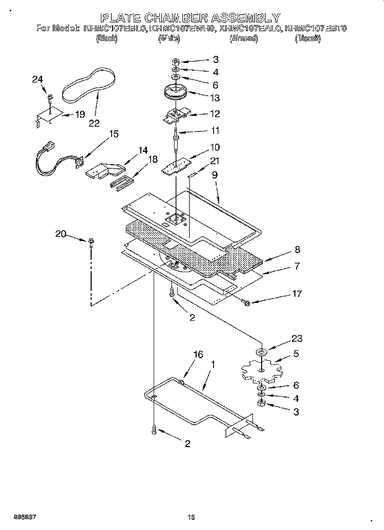 PLATE CHAMBER ASSEMBLY Diagram and Parts List for KHMC107EBT0  KitchenAid Microwave