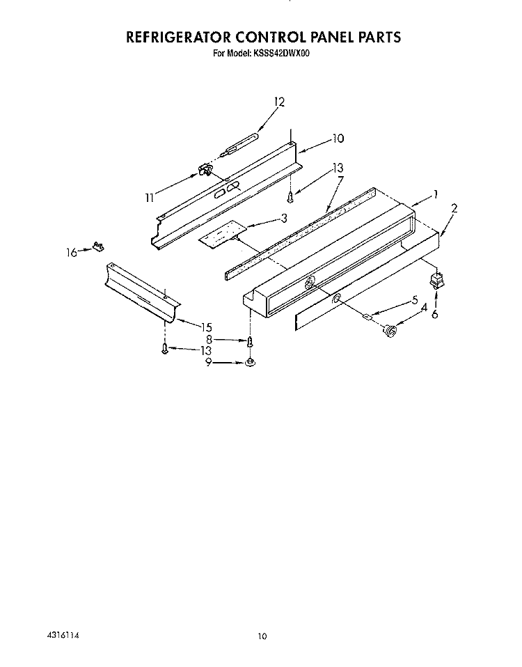 REFRIGERATOR CONTROL PANEL Diagram and Parts List for KSSS42DWX00  KitchenAid Refrigerator