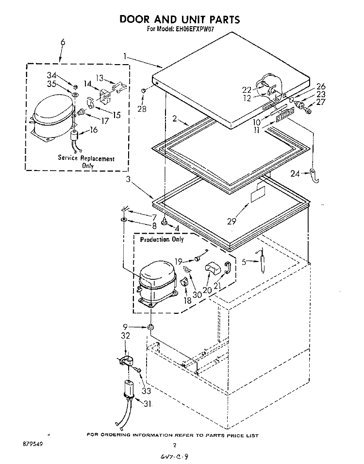 SECTION Diagram and Parts List for EH06EFXPW07  Whirlpool Freezer