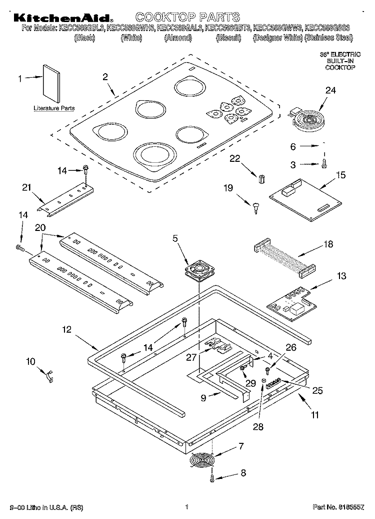 SECTION Diagram and Parts List for KECC568GSS3  KitchenAid Cooktop