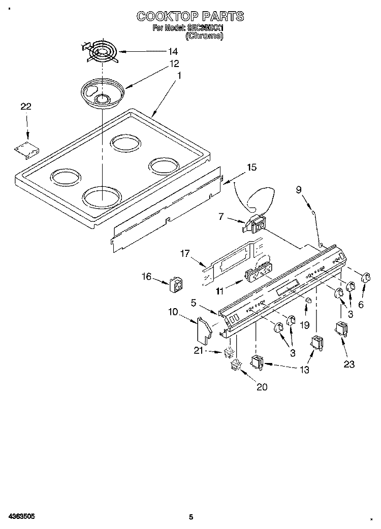 COOKTOP Diagram and Parts List for SEC350XX1  Roper Range