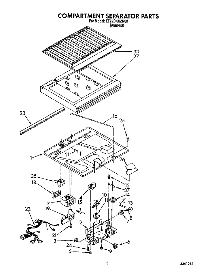 COMPARTMENT SEPARATOR Diagram and Parts List for ET22DKXZN00  Whirlpool Refrigerator