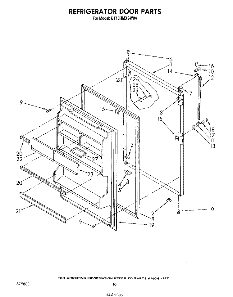 REFRIGERATOR DOOR Diagram and Parts List for ET18HMXSW04  Whirlpool Refrigerator