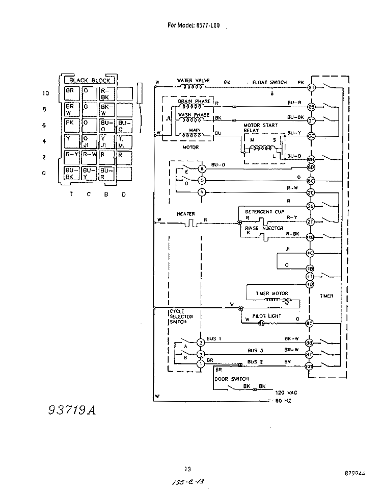 SECTION Diagram and Parts List for 8577L00  Roper Dishwasher