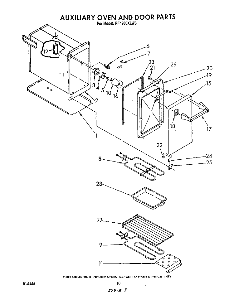 AUXILIARY OVEN AND DOOR , LITERATURE Diagram and Parts List for RF4900XLW3  Whirlpool Range