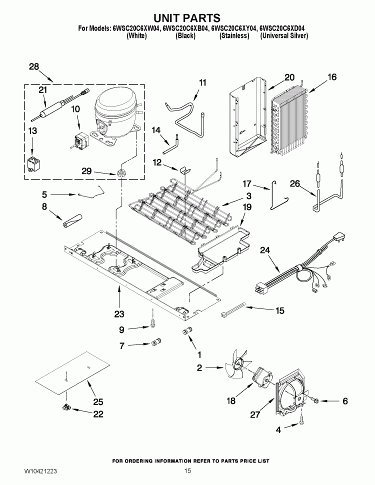 UNIT PARTS Diagram and Parts List for 6WSC20C6XB04  Whirlpool Refrigerator