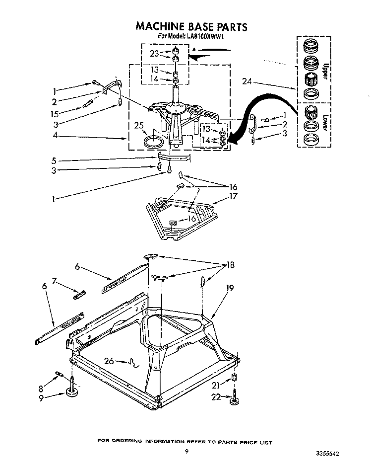 MACHINE BASE Diagram and Parts List for LA8100XWW1  Whirlpool Washer