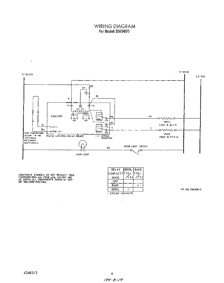 WIRING DIAGRAM Diagram and Parts List for B5008B0  Roper Range