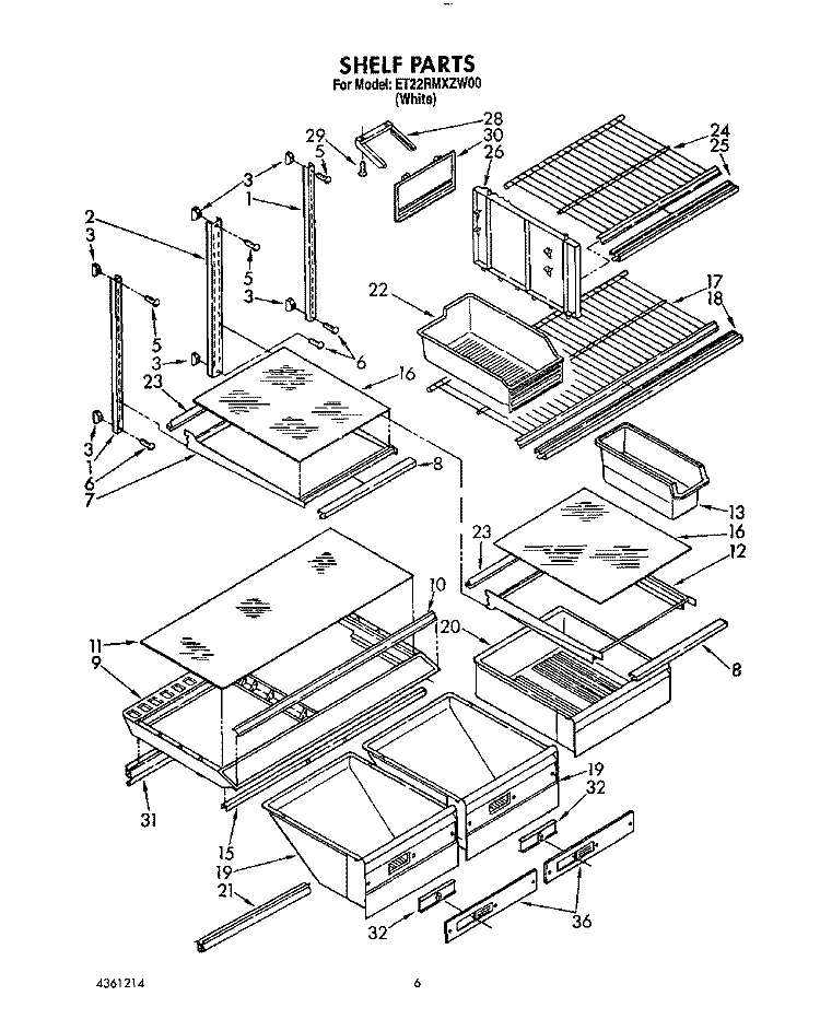 SHELF, LIT/OPTIONAL Diagram and Parts List for ET22RMXZW00  Whirlpool Refrigerator