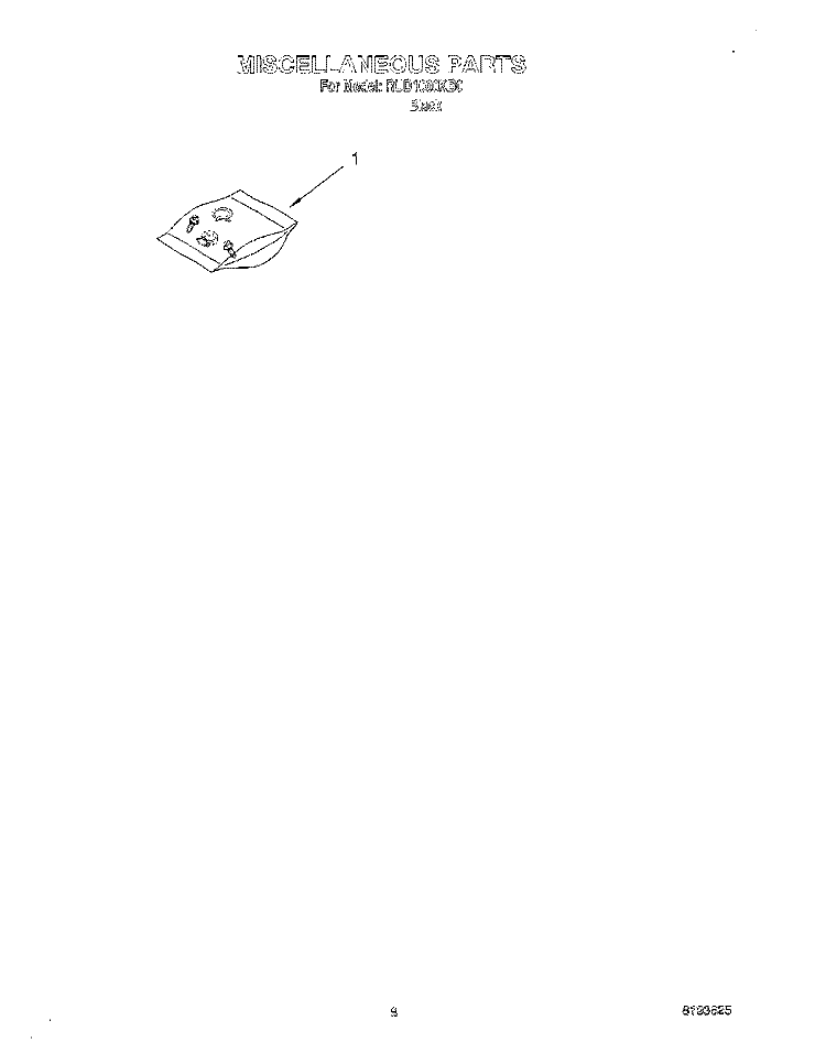 MISCELLANEOUS, OPTIONAL Diagram and Parts List for RUD1000KB0  Roper Dishwasher