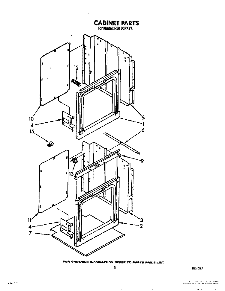 CABINET Diagram and Parts List for RB130PXV4  Whirlpool Wall Oven