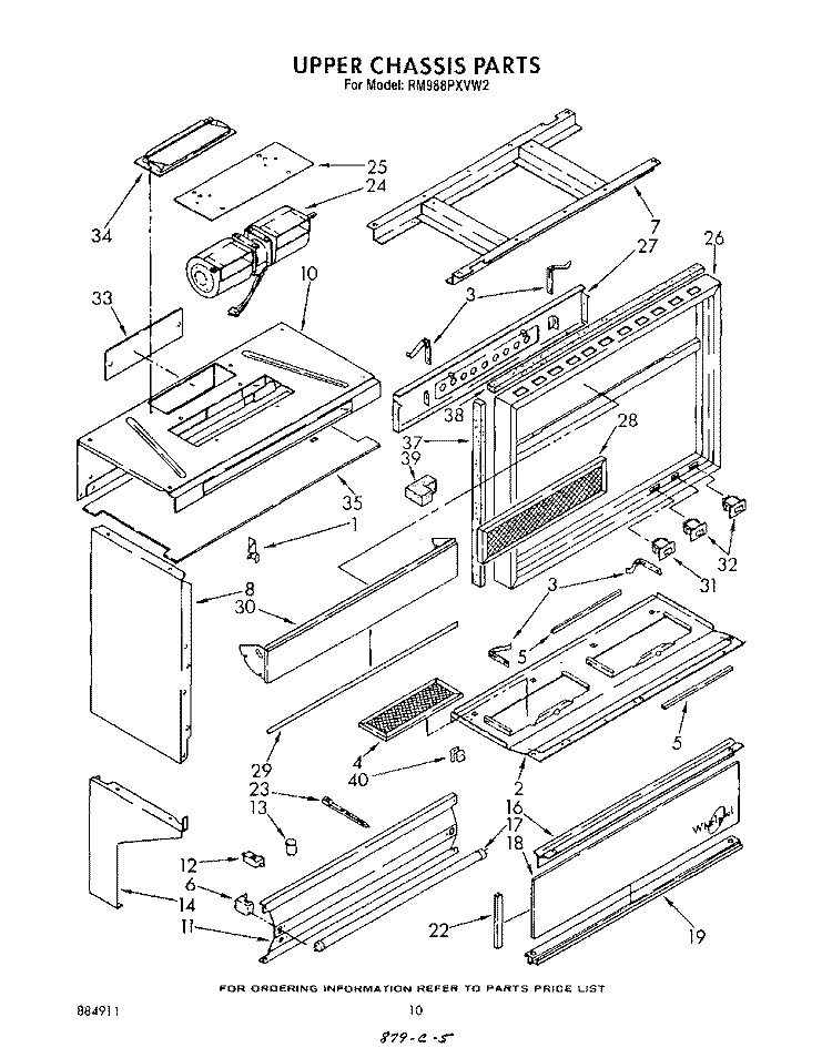 UPPER CHASSIS Diagram and Parts List for RM988PXVN2  Whirlpool Microwave Oven Combo